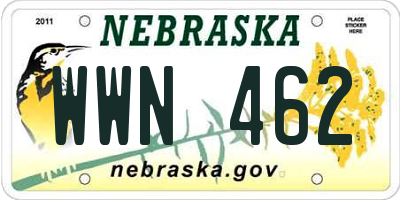 NE license plate WWN462
