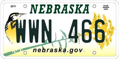 NE license plate WWN466