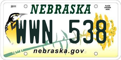 NE license plate WWN538