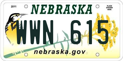 NE license plate WWN615