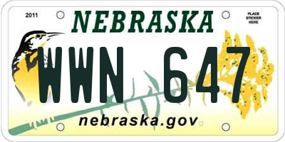 NE license plate WWN647