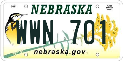 NE license plate WWN701