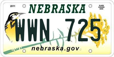 NE license plate WWN725