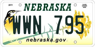 NE license plate WWN795