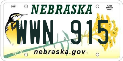 NE license plate WWN915