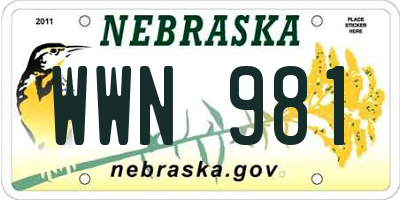 NE license plate WWN981