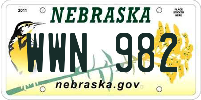 NE license plate WWN982