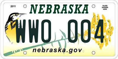 NE license plate WWO004