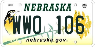 NE license plate WWO106