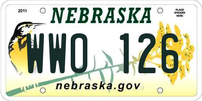 NE license plate WWO126