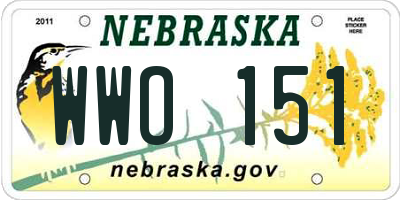 NE license plate WWO151