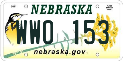 NE license plate WWO153