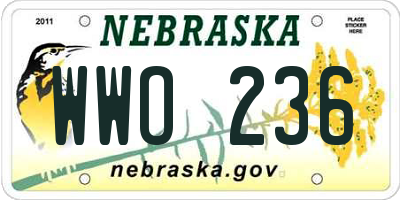 NE license plate WWO236