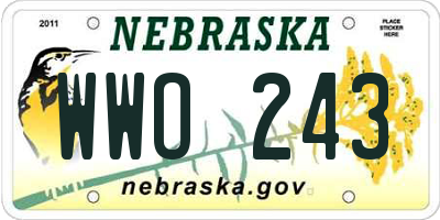 NE license plate WWO243