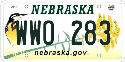 NE license plate WWO283