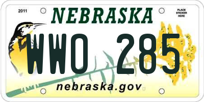 NE license plate WWO285