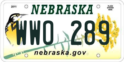 NE license plate WWO289
