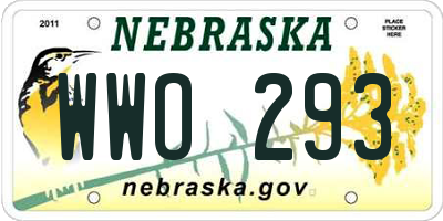 NE license plate WWO293