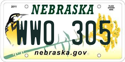 NE license plate WWO305