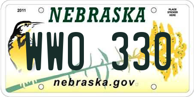 NE license plate WWO330