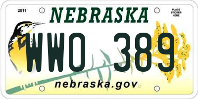 NE license plate WWO389