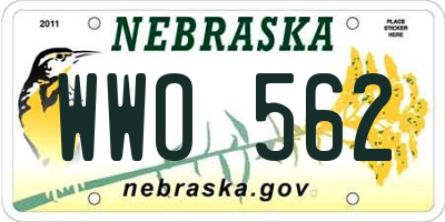 NE license plate WWO562