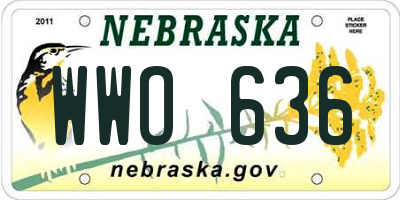 NE license plate WWO636