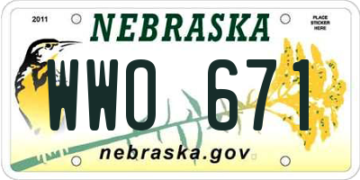NE license plate WWO671