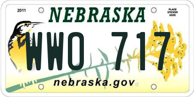 NE license plate WWO717