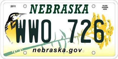 NE license plate WWO726