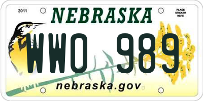 NE license plate WWO989