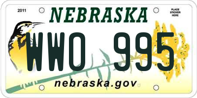 NE license plate WWO995