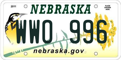NE license plate WWO996