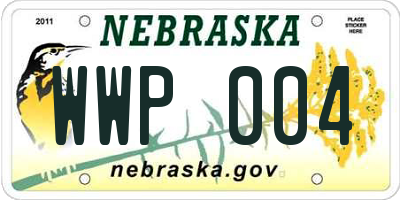 NE license plate WWP004