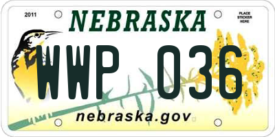 NE license plate WWP036