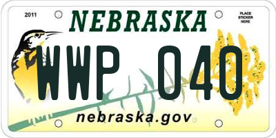 NE license plate WWP040