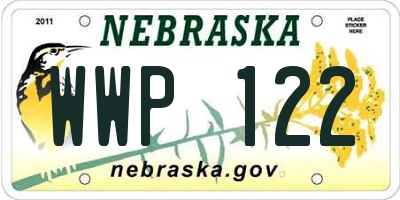 NE license plate WWP122