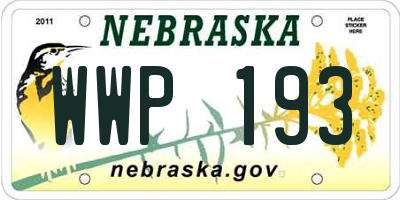 NE license plate WWP193