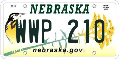 NE license plate WWP210