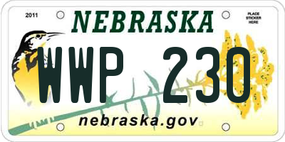 NE license plate WWP230