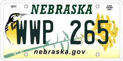 NE license plate WWP265