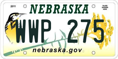 NE license plate WWP275
