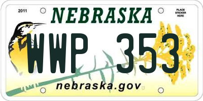NE license plate WWP353