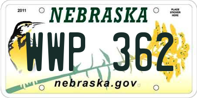 NE license plate WWP362