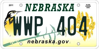 NE license plate WWP404