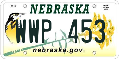NE license plate WWP453