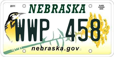 NE license plate WWP458