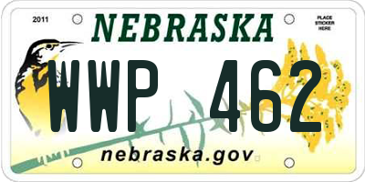 NE license plate WWP462