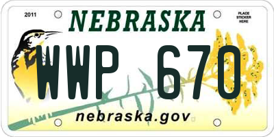 NE license plate WWP670