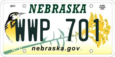 NE license plate WWP701